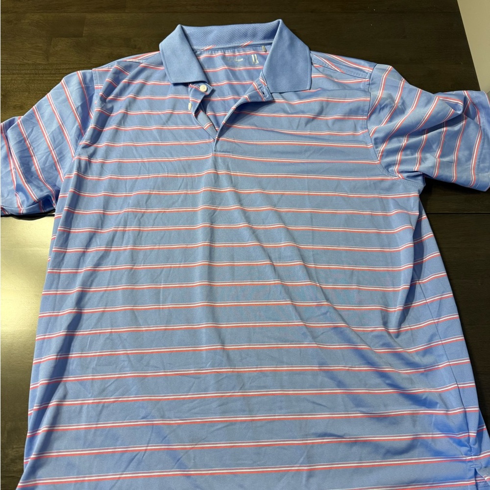 Walter Hagen Men's Polo in Blue with Pink Stripes